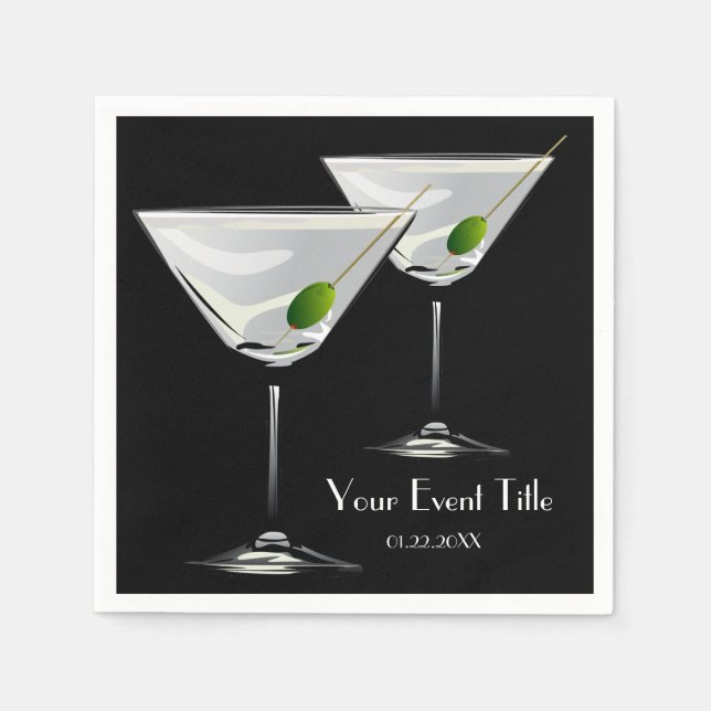 Martini Cockatl Party Event Black Napkin Serviette (Vorderseite)