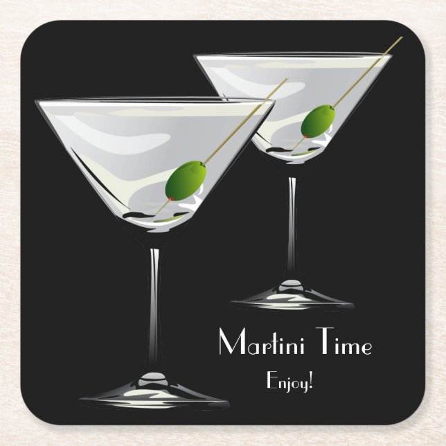Martini Cockatl Party Schwarzer Untersetzer (Vorderseite)