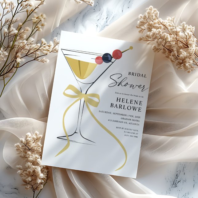 Martini Cocktail Bow Modernes Elegantes Brautparty Einladung (Martini Cocktail Bow Modern Elegant Bridal Shower Invitation)