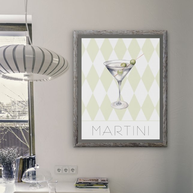 Martini Cocktail Drink auf Harlequin Hintergrund Poster (A cool martini poster for your home or business.
)