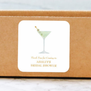Martini Cocktail Gastgeschenk Hochzeit Brautparty Quadratischer Aufkleber