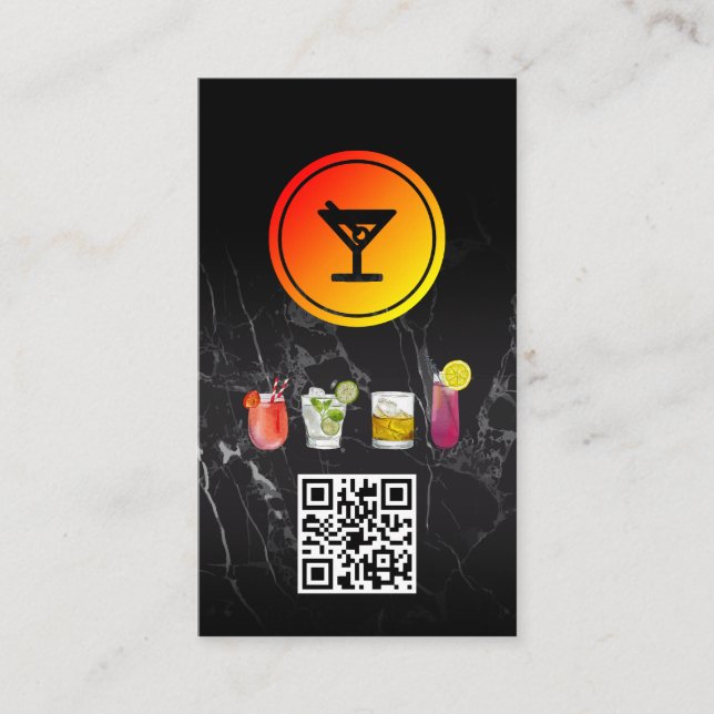 Martini-Cocktail-Logo | QR-Code Visitenkarte (Vorderseite)