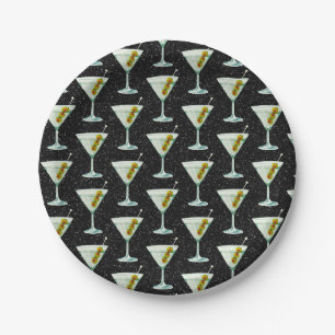 Martini Cocktail Muster Pappteller