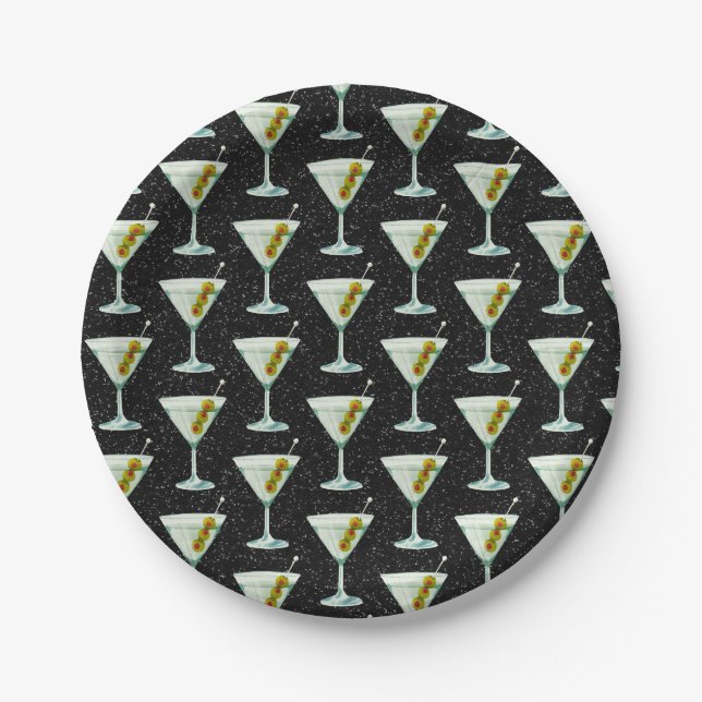 Martini Cocktail Muster Pappteller (Vorderseite)