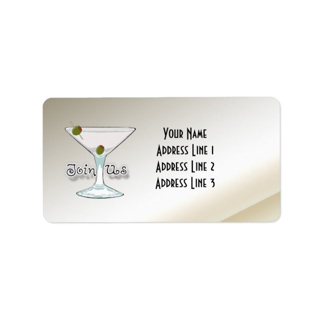 Martini Cocktail Party Einladung Anschrift Labels Adressaufkleber (Vorne)