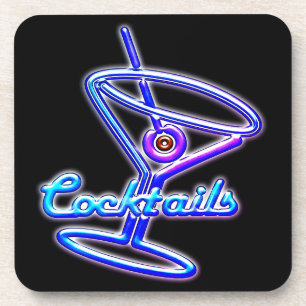 Martini-Cocktail Retro-Neon-Schild Vintage-Bar Getränkeuntersetzer