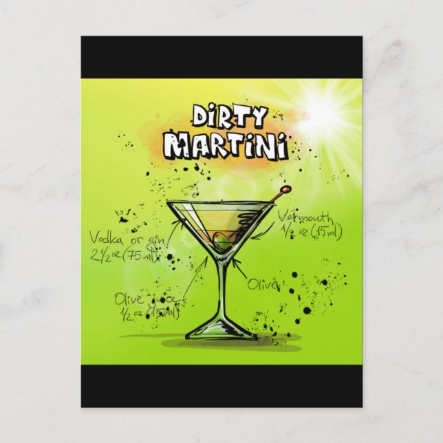 Martini Cocktail Rezept Postkarte (Vorderseite)