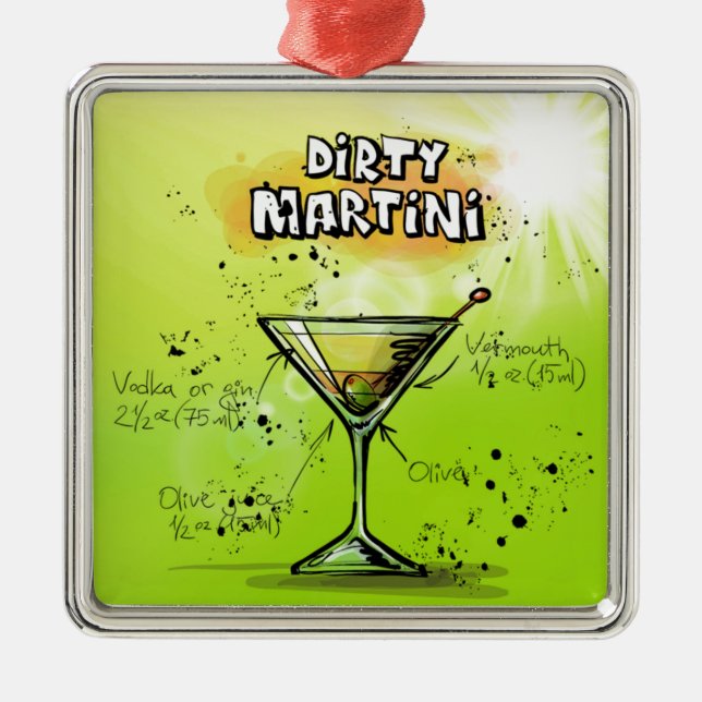 Martini Cocktail Rezept Silbernes Ornament (Vorne)