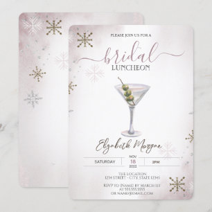 Martini, Cocktail, Schneeflocken Bridal Luncheon Einladung