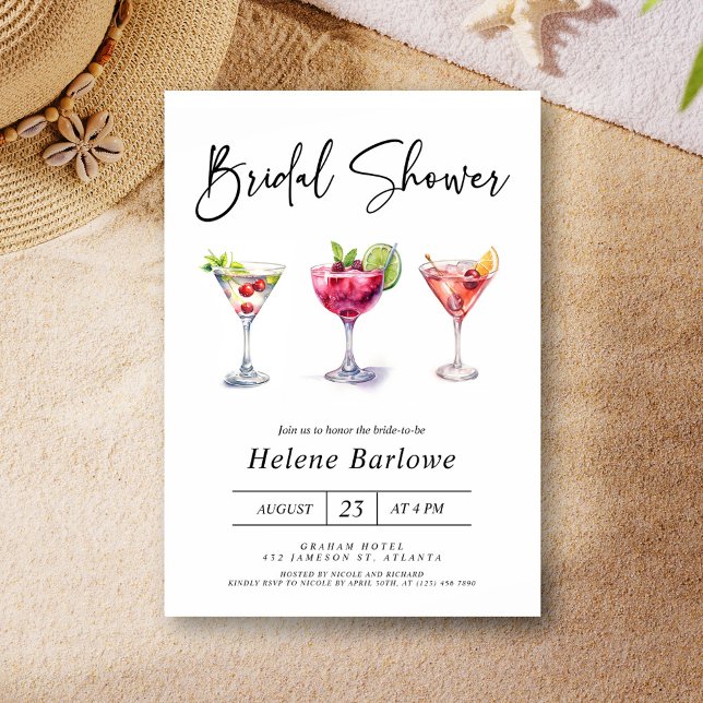 Martini Cocktail Watercolor Modernes Brautparty Einladung (Martini Cocktail Watercolor Modern Bridal Shower Invitation)