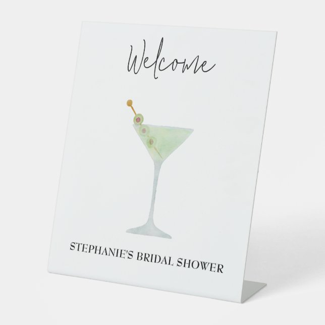 Martini Cocktail Wedding Brautparty Willkommen Sockelschild (Vorderseite)
