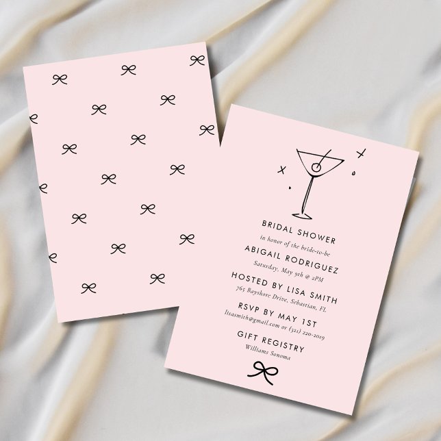 Martini Coquette Bow Brautparty Einladung (Martini Coquette Bow Bridal Shower Invitation
)