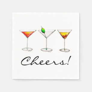 Martini Cosmo Manhattan Cocktail Drinks Cheers Serviette