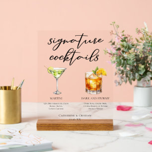 Martini Dark & Stormy Hochzeit Signature-Cocktails Acrylschild