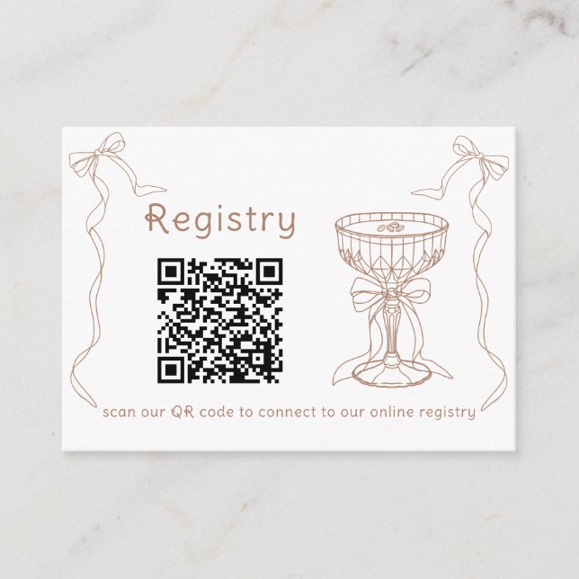 Martini Espresso QR Code Brautparty Register Begleitkarte (Vorderseite)