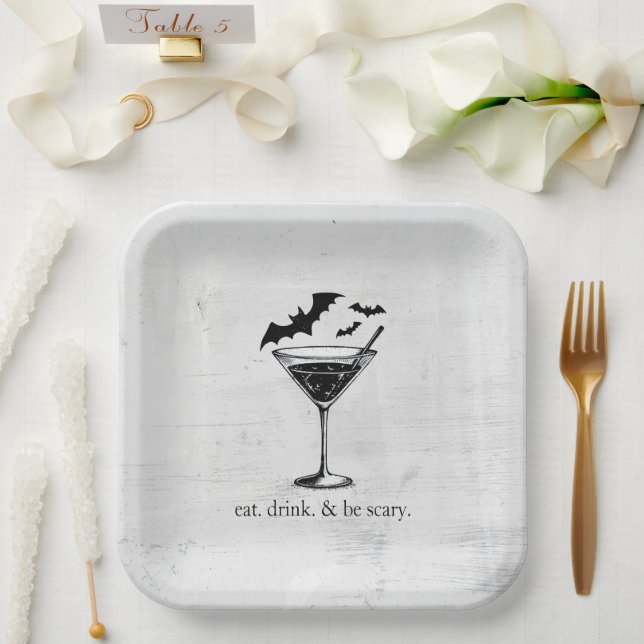 Martini-Fledermäuse Pappteller (Hochzeit)