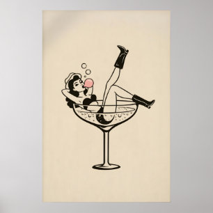Martini Girl Poster, Minimalistische Frau Poster