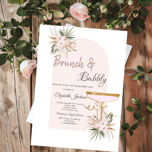 Martini Glas Boho Blumen Brunch & Sekt Einladung