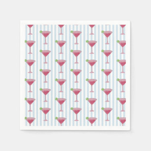 Martini-Glas-Malerei nautischer blauer Streifen Serviette