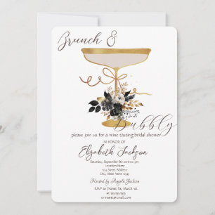 Martini Glas Schwarze Rosen Brunch & Sekt Einladung