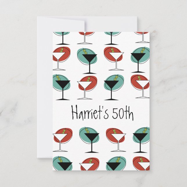 Martini Glasdesign Geburtstag oder Party Einladung (Vorderseite)