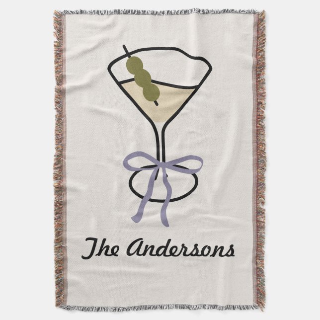 Martini Glass Chic Personalisiert Familienname Decke (Vorderseite Vertikal)