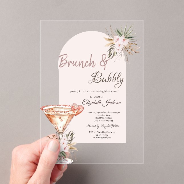 Martini Glass Heart Boho Blume Brunch & Bubbly Acryleinladungen (Insitu (Handheld))