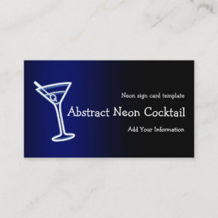 Martini Glass Neon Logo Business Card Visitenkarte