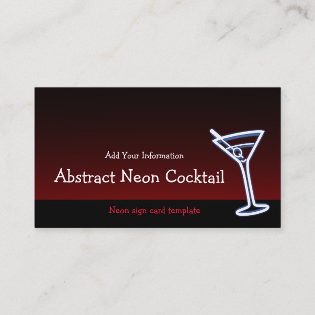 Martini Glass Neon Logo Business Card Visitenkarte (Vorderseite)