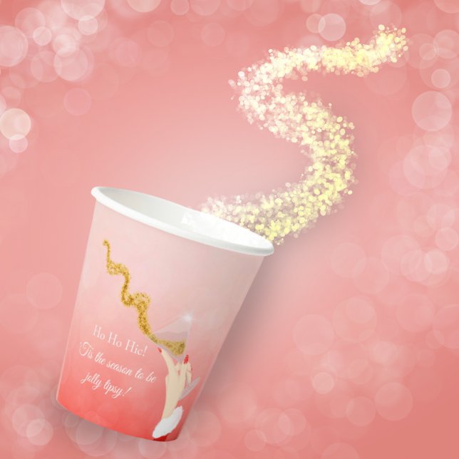 Martini Glass Spilling Weihnachts-Glitzer Party Pappbecher (Von Creator hochgeladen)