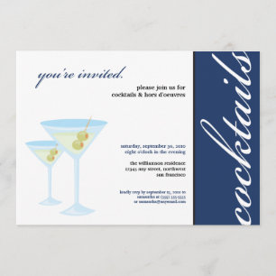 Martini Glasses Cocktail Party Einladung (blau)