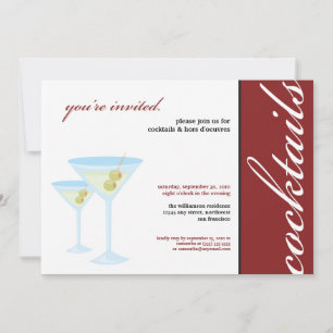 Martini Glasses Cocktail Party Invitation (rouge)