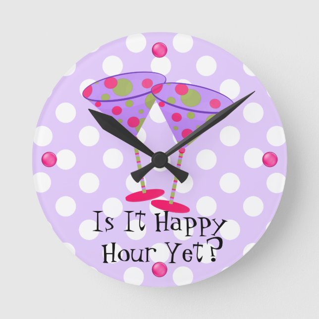 Martini Glasses Happy Hour Wall Clock Runde Wanduhr (Vorderseite)