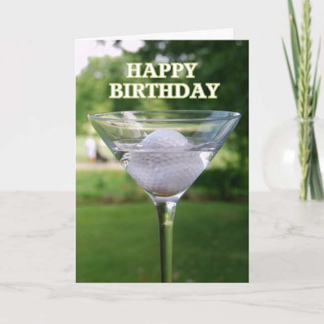 Martini Golf Ball Birthday Karte (Vorderseite)
