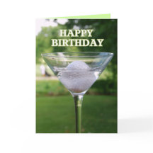Martini Golf Ball Happy Birthday Card