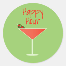 Martini Happy Hour Umschlag Aufklebers Runder Aufkleber