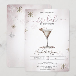 Martini Heart Snowflakes Bridal Luncheon Einladung