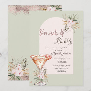 Martini Herz Boho Blumen Brunch & Sekt Einladung
