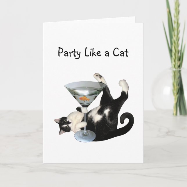 Martini-Katzen-Party-Karte Feiertagskarte (Vorderseite)