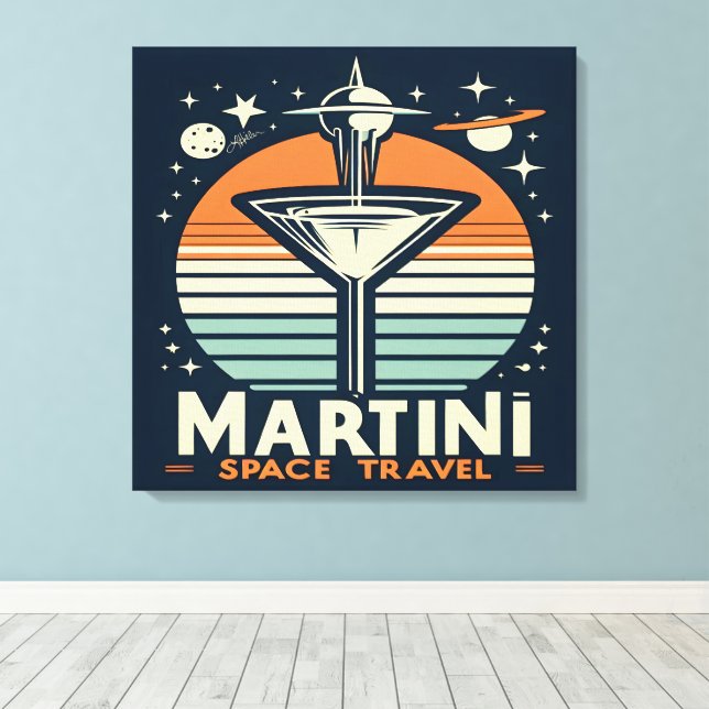Martini-Logos für Raumfahrten Leinwanddruck (Insitu (Holzboden))