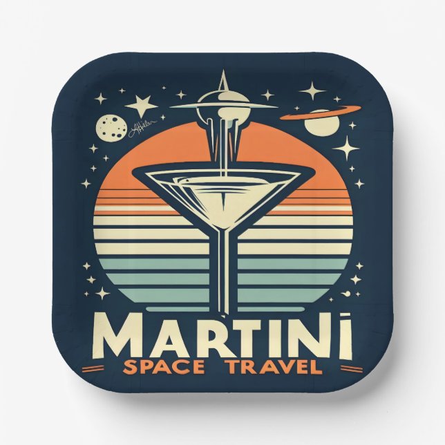 Martini-Logos für Raumfahrten Pappteller (Vorderseite)