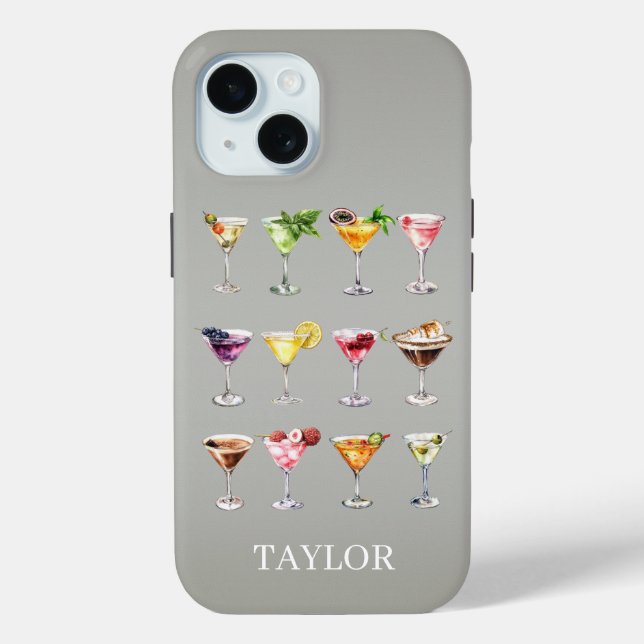 Martini Madness Monogrammed Case-Mate iPhone Hülle (Rückseite)