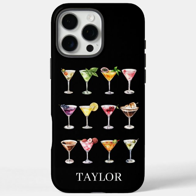 Martini Madness Monogrammed iPhone 16 Pro Max Hülle (Rückseite)
