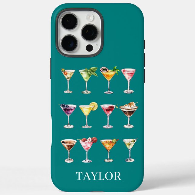 Martini Madness Monogrammed iPhone 16 Pro Max Hülle (Rückseite)