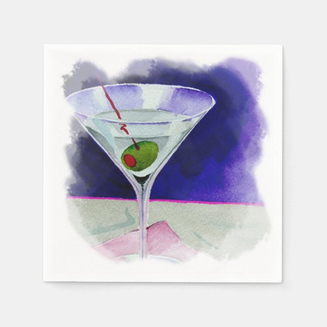 Martini mit Olive Serviette (Vorderseite)