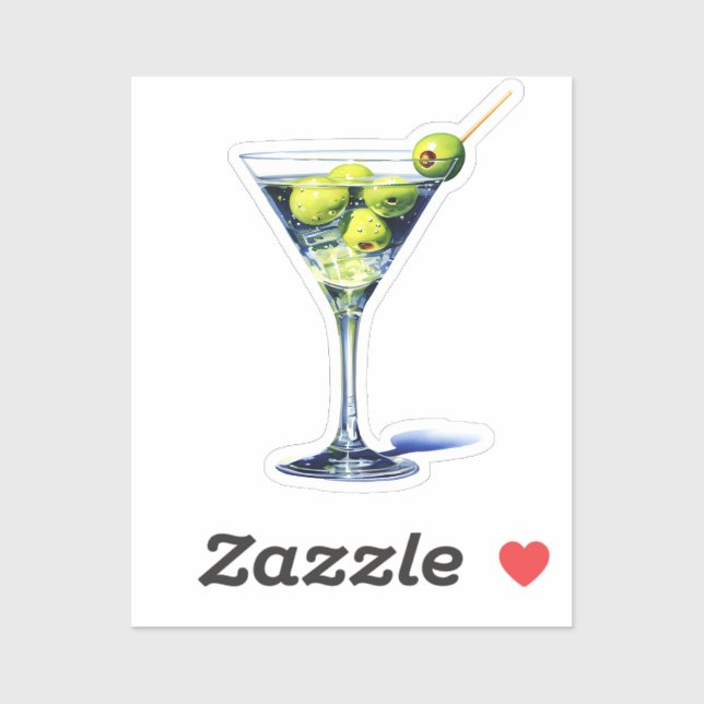 Martini mit Oliven Aufkleber (Blatt)