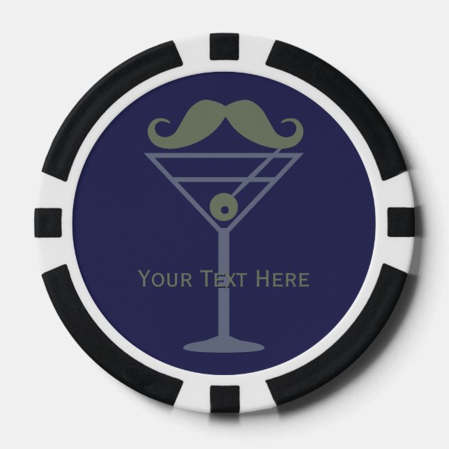 Martini Mustache Poker-Chips Pokerchips (Vorderseite)
