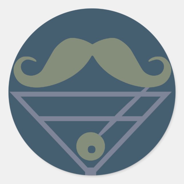 Martini Mustache Zollaufkleber Runder Aufkleber (Vorderseite)