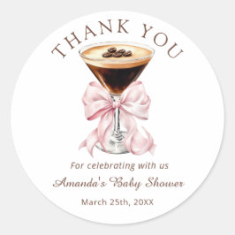Martini Pink Baby Shower Thank you Sticker