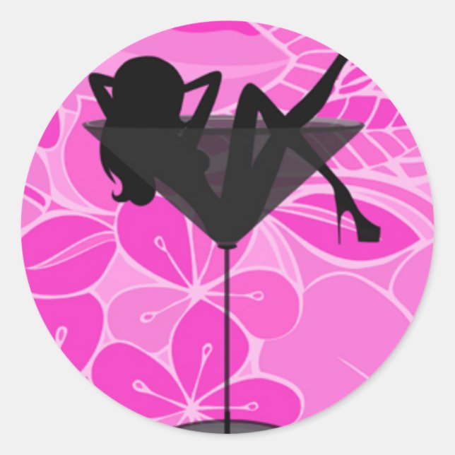 Martini rose verre fille autocollant (Devant)
